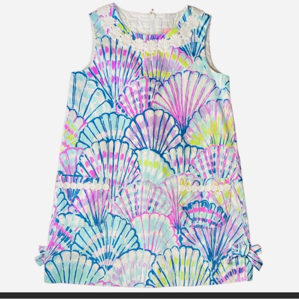 Lilly Pulitzer Boutique Girls Purple Oh Shello Seashell Shift Dress Size 4